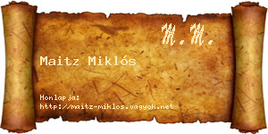 Maitz Miklós névjegykártya